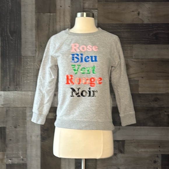 J.Crew French rainbow colors sweatshirt XSmall comfy loungewear preppy romantic - Picture 4 of 9
